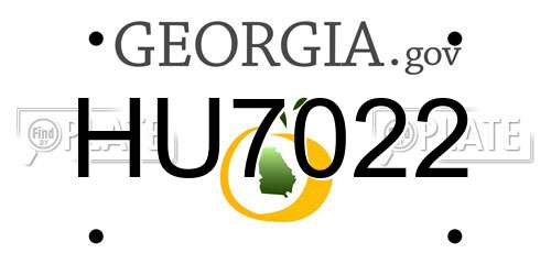 HU7022 Georgia License Plate