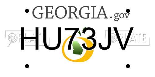HU73JV Georgia License Plate