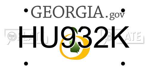 HU932K Georgia License Plate