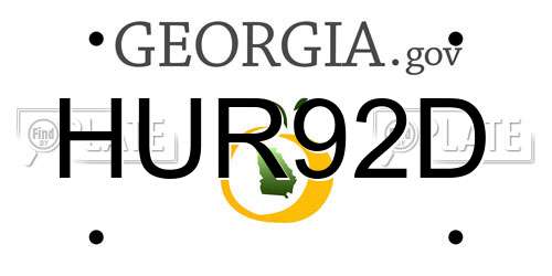 HUR92D Georgia License Plate
