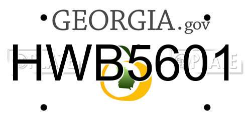 HWB5601 Georgia License Plate