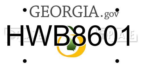HWB8601 Georgia License Plate