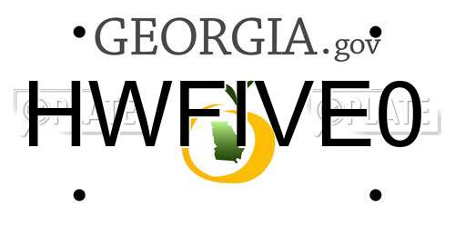 HWFIVE0 Georgia License Plate