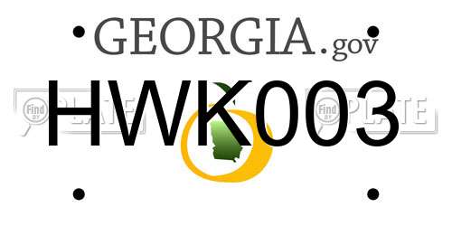 HWK003 Georgia License Plate
