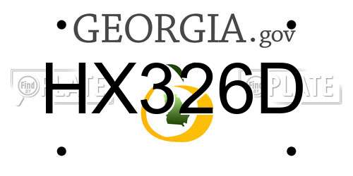 HX326D Georgia License Plate