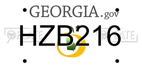 HZB216 Georgia License Plate