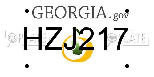 HZJ217 Georgia License Plate
