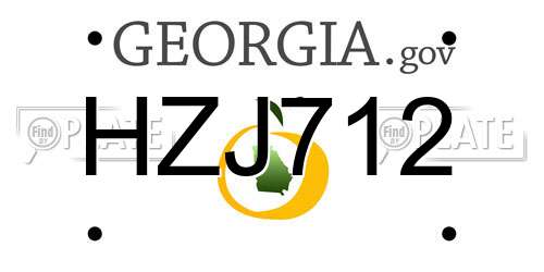 HZJ712 Georgia License Plate