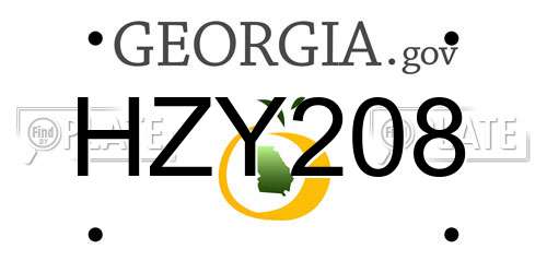 HZY208 Georgia License Plate