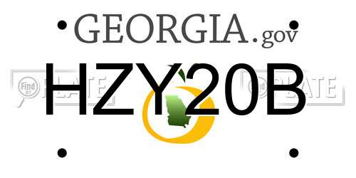 HZY20B Georgia License Plate