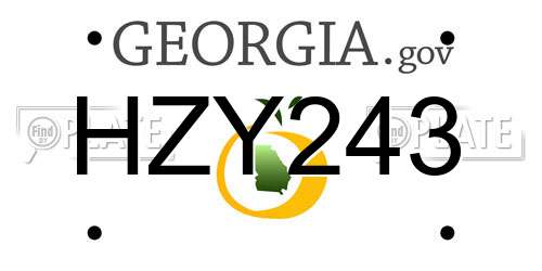 HZY243 Georgia License Plate