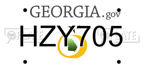 HZY705 Georgia License Plate
