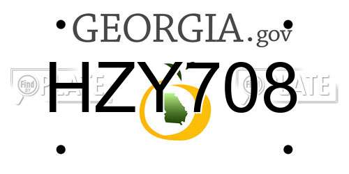HZY708 Georgia License Plate