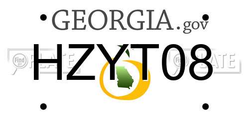 HZYT08 Georgia License Plate