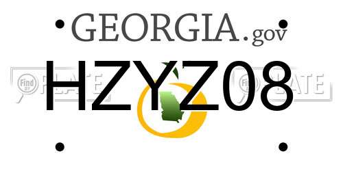 HZYZ08 Georgia License Plate