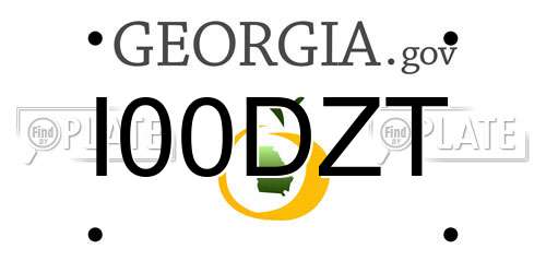 I00DZT Georgia License Plate