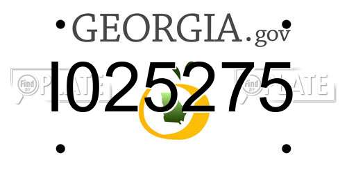 I025275 Georgia License Plate