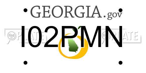 I02PMN Georgia License Plate