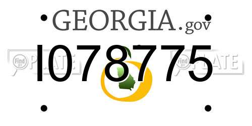I078775 Georgia License Plate