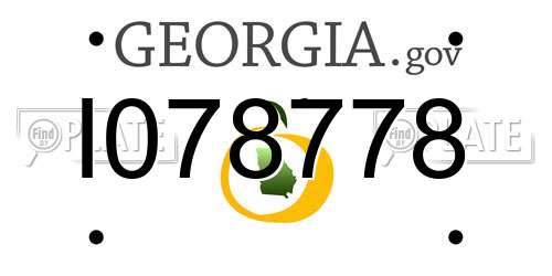 I078778 Georgia License Plate