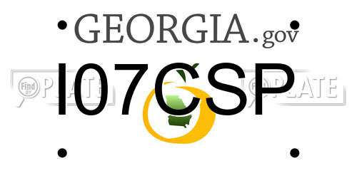 I07CSP Georgia License Plate