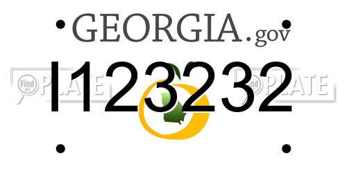I123232 Georgia License Plate