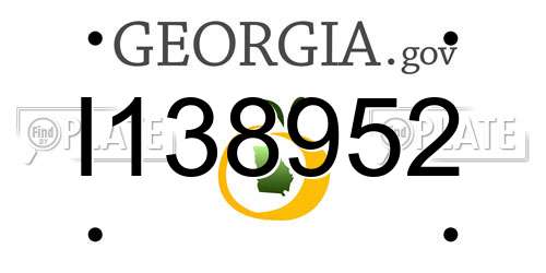 I138952 Georgia License Plate