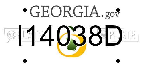 I14038D Georgia License Plate
