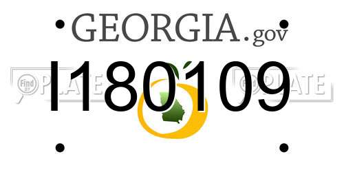 I180109 Georgia License Plate