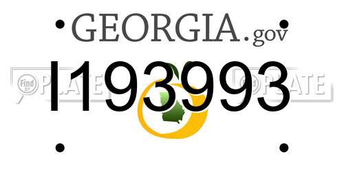 I193993 Georgia License Plate