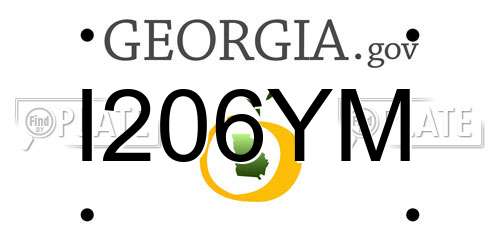 I206YM Georgia License Plate