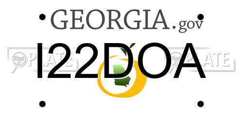 I22DOA Georgia License Plate