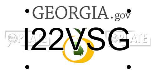 I22VSG Georgia License Plate