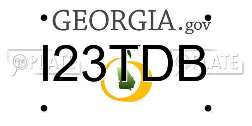 I23TDB Georgia License Plate