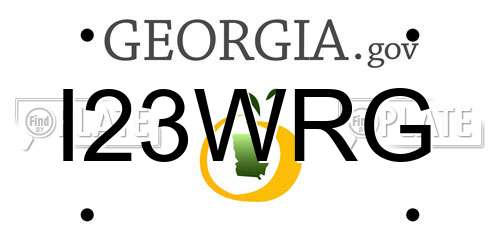 I23WRG Georgia License Plate