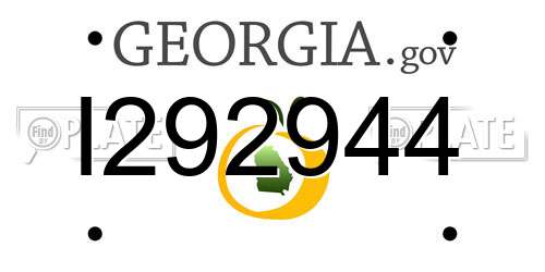 I292944 Georgia License Plate