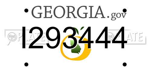 I293444 Georgia License Plate