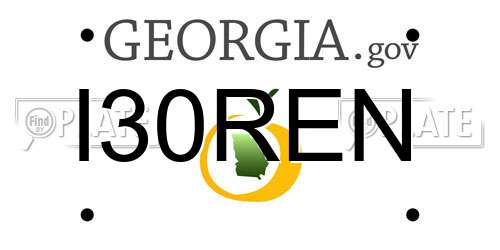 I30REN Georgia License Plate