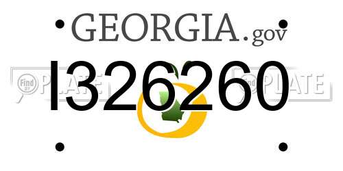 I326260 Georgia License Plate