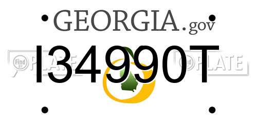 I34990T Georgia License Plate