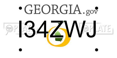 I34ZWJ Georgia License Plate