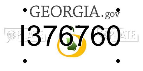 I376760 Georgia License Plate