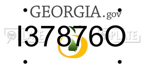 I37876O Georgia License Plate