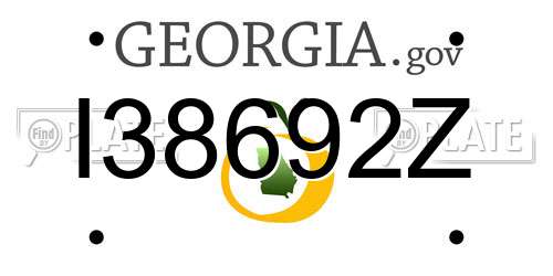I38692Z Georgia License Plate