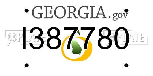 I387780 Georgia License Plate