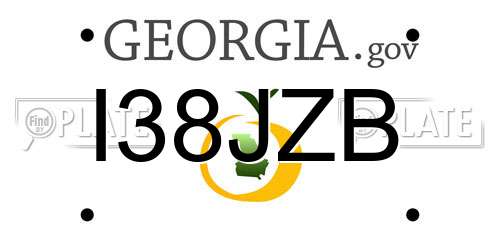 I38JZB Georgia License Plate