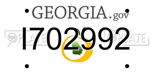 I702992 Georgia License Plate