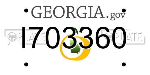 I703360 Georgia License Plate
