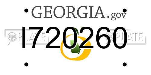 I720260 Georgia License Plate