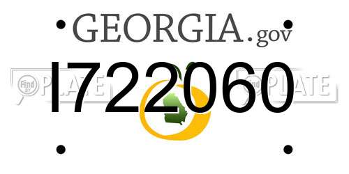 I722060 Georgia License Plate